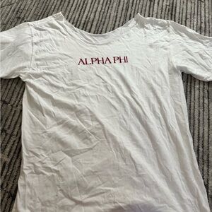 White T-Shirt with Red Alpha Phi Print